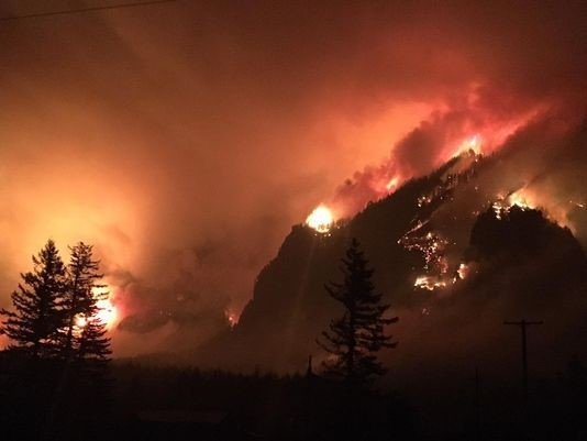 L'incendie de forêt d’Eagle Creek dans la gorge du fleuve Columbia. Source : Service des forêts des États-Unis.