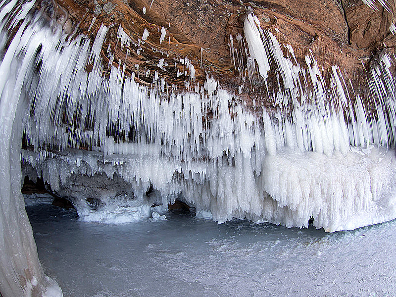 An ice cave on Lake Superior, February 2014. Credit: Bjorn Watland.