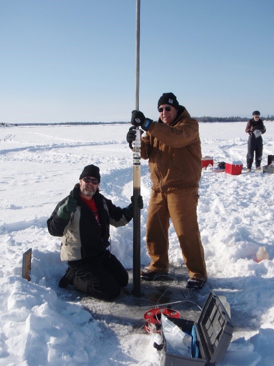 Sediment core samples from Lake of the Woods were used to reconstruct the history of phosphorus in the lake. Credit: Dr. Shawn Shottler, St. Croix Watershed Research Station, Science Museum of Minnesota