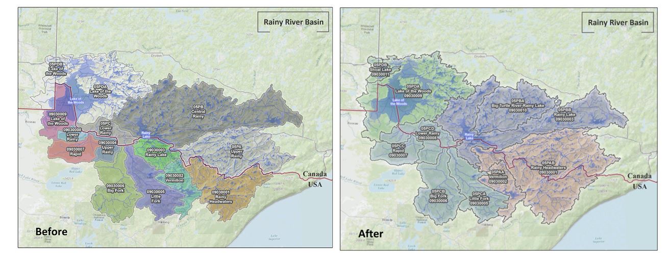 Rainy River Drainage Basins Before and After