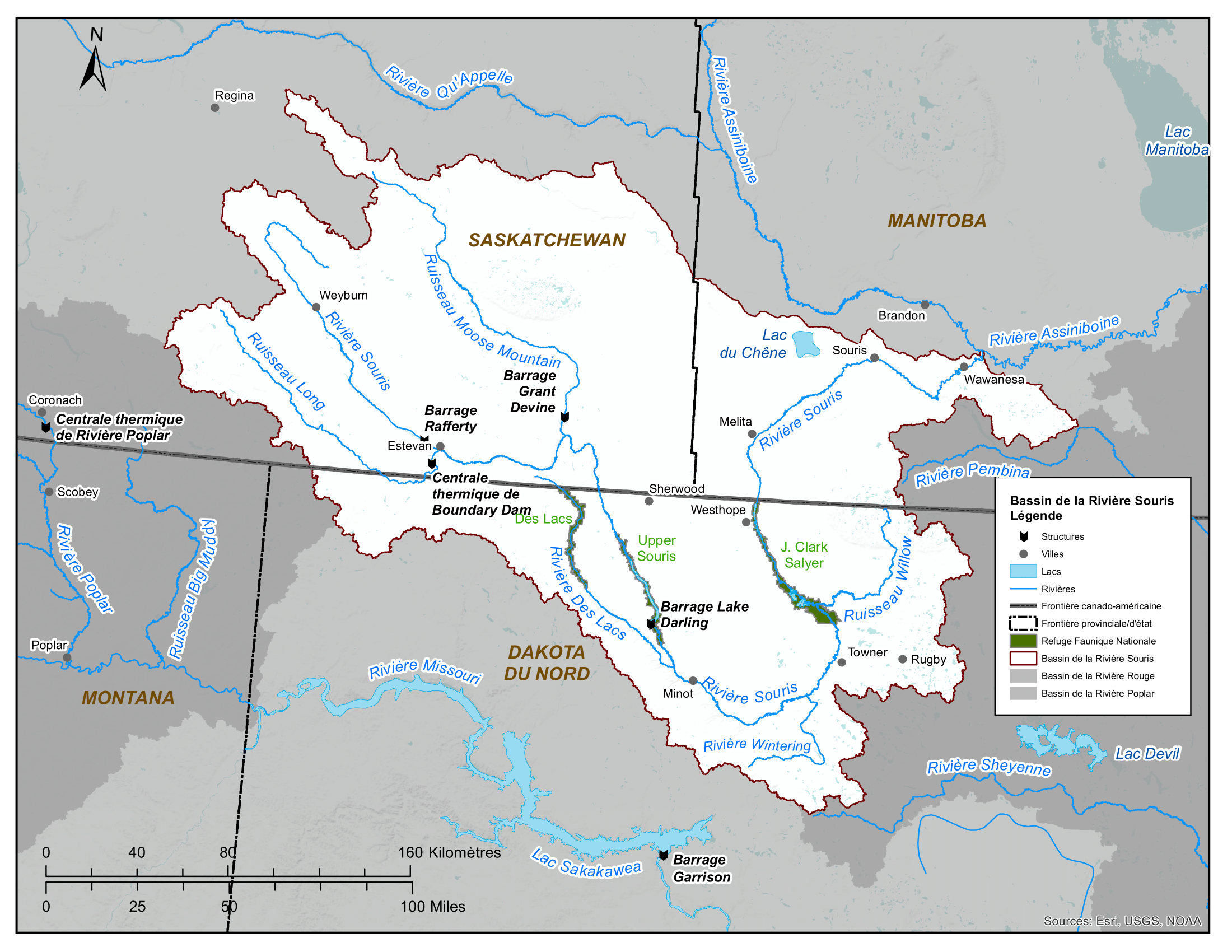 Carte du bassin de la Rivière Souris