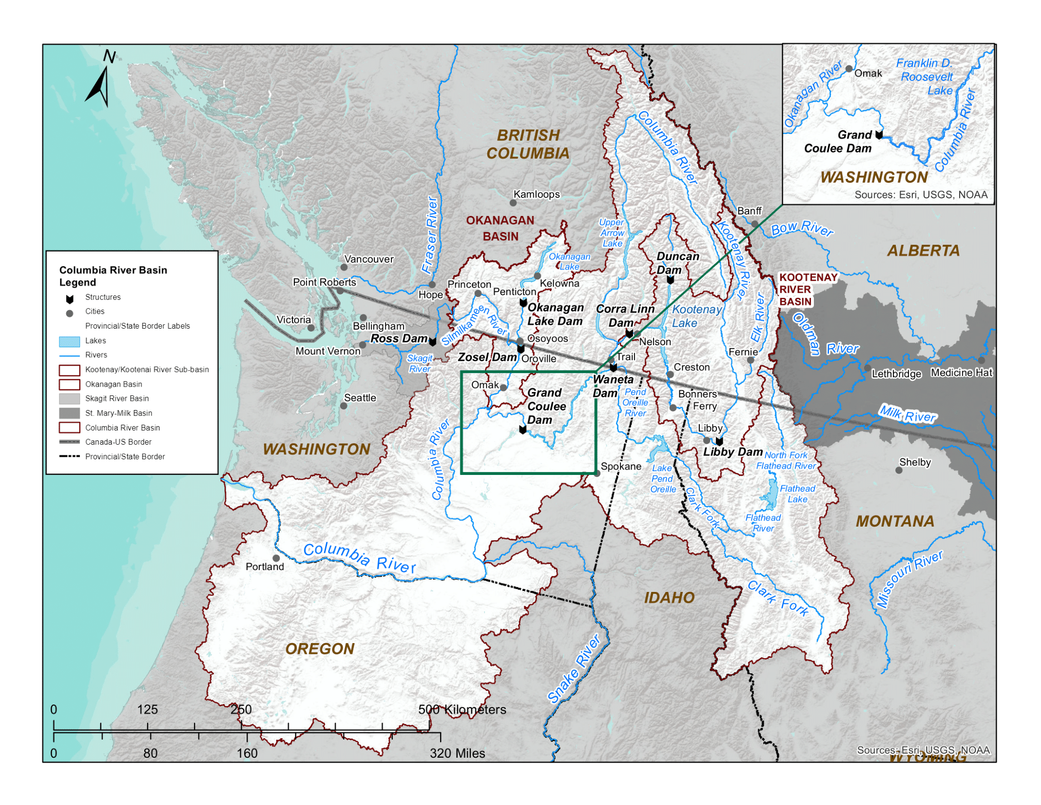 Columbia River basin map