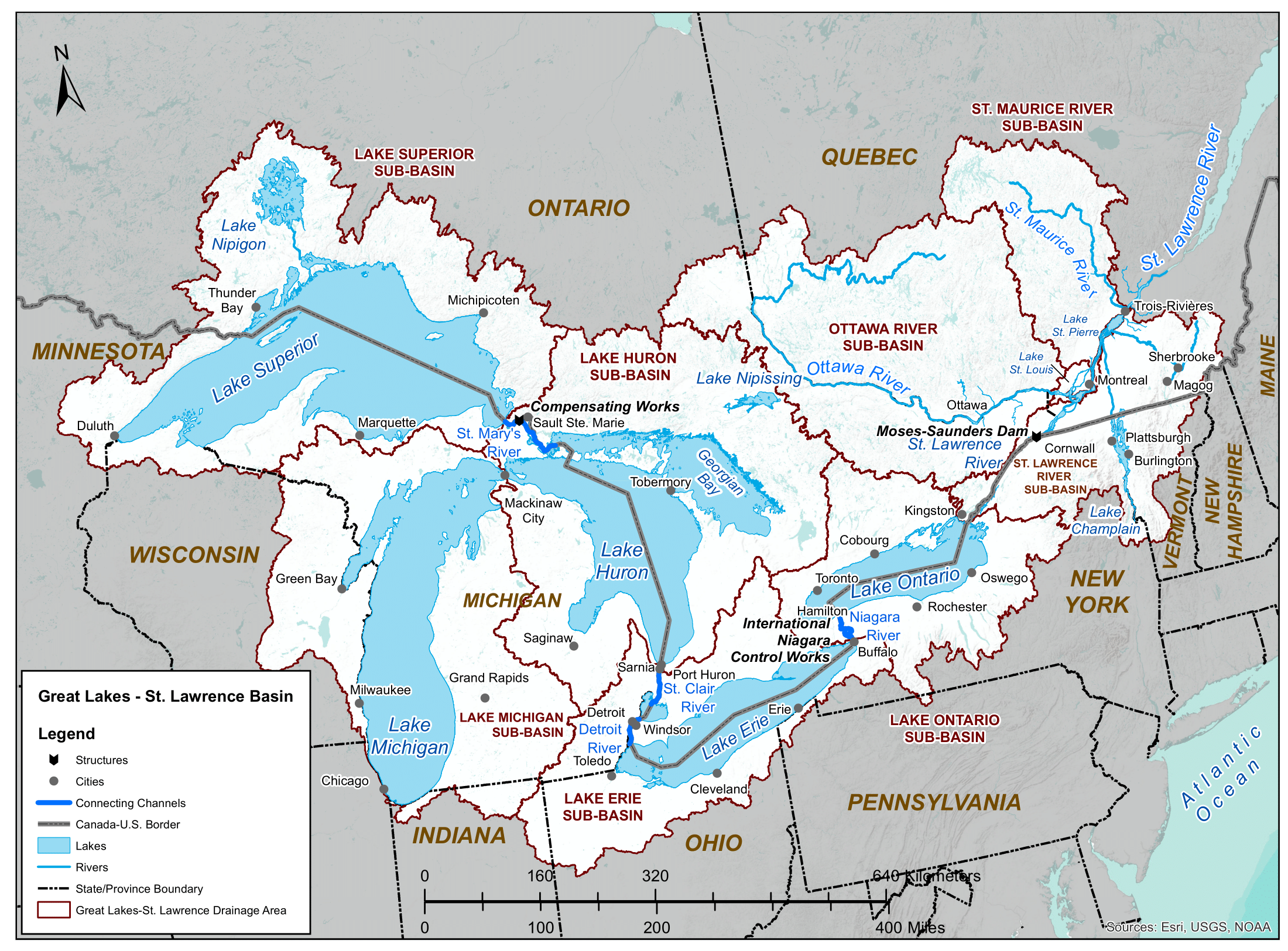 Map of Great Lakes-St. Lawrence River