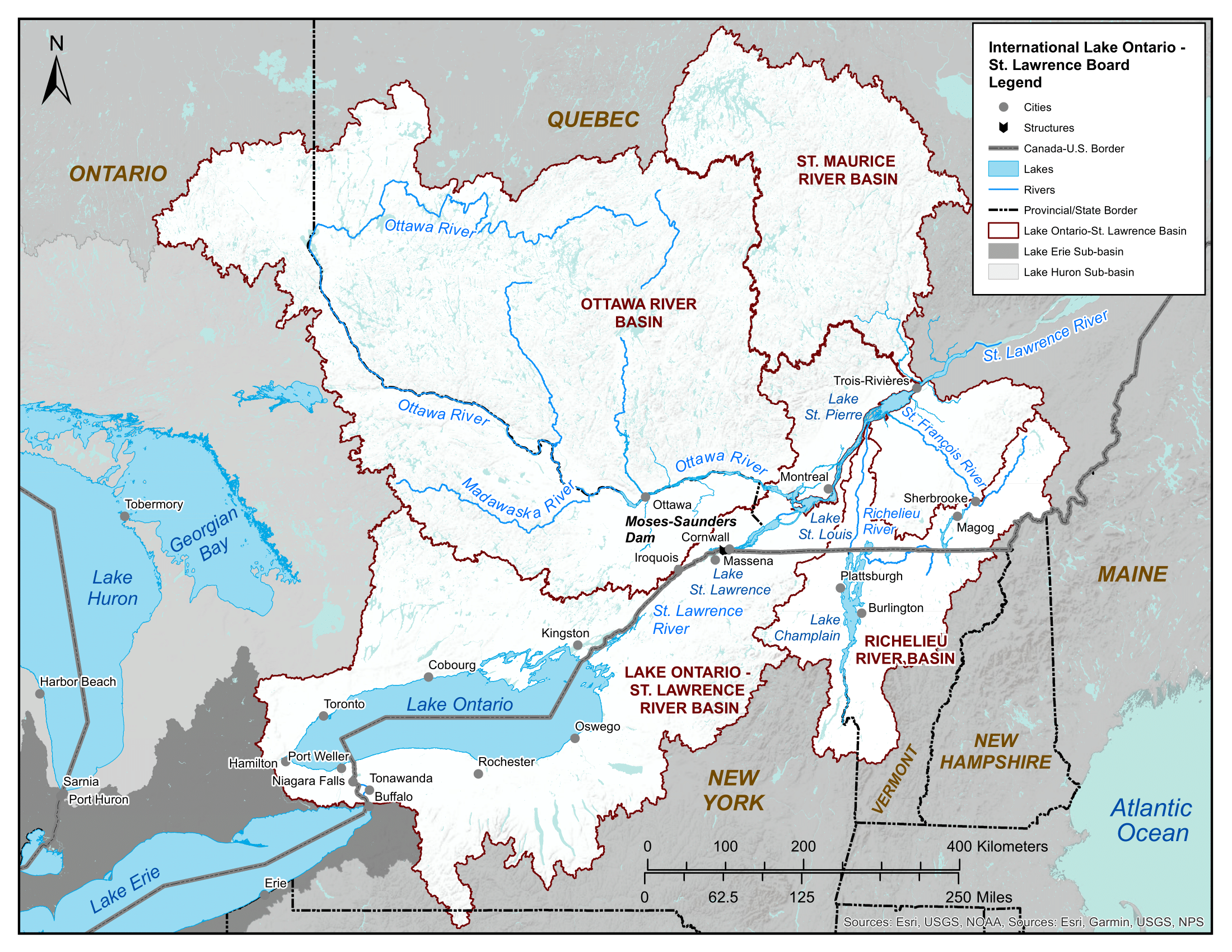Map of Lake Ontario and St. Lawrence River