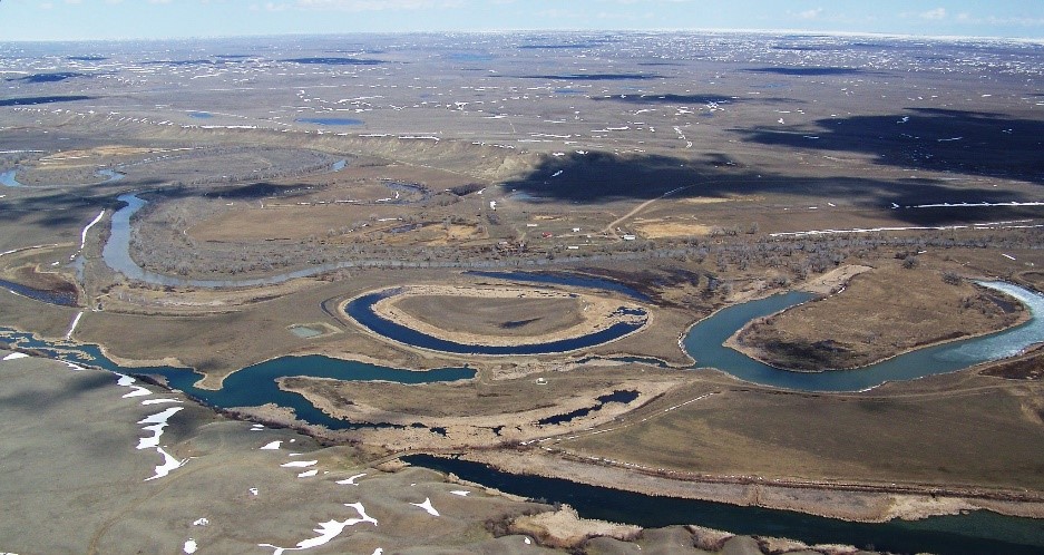 Les études qui mettent à jour le débit et l’utilisation d’eau de la rivière Milk en Alberta et au Montana sont importantes en ce qui concerne le partage des ressources en eau entre les collectivités, les terres agricoles et les espèces sauvages. Photo : US Fish and Wildlife Service Mountain-Prairie