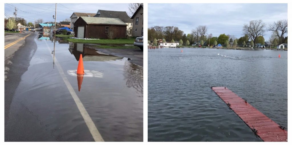  Left and right: High water in the Sodus Bay, New York