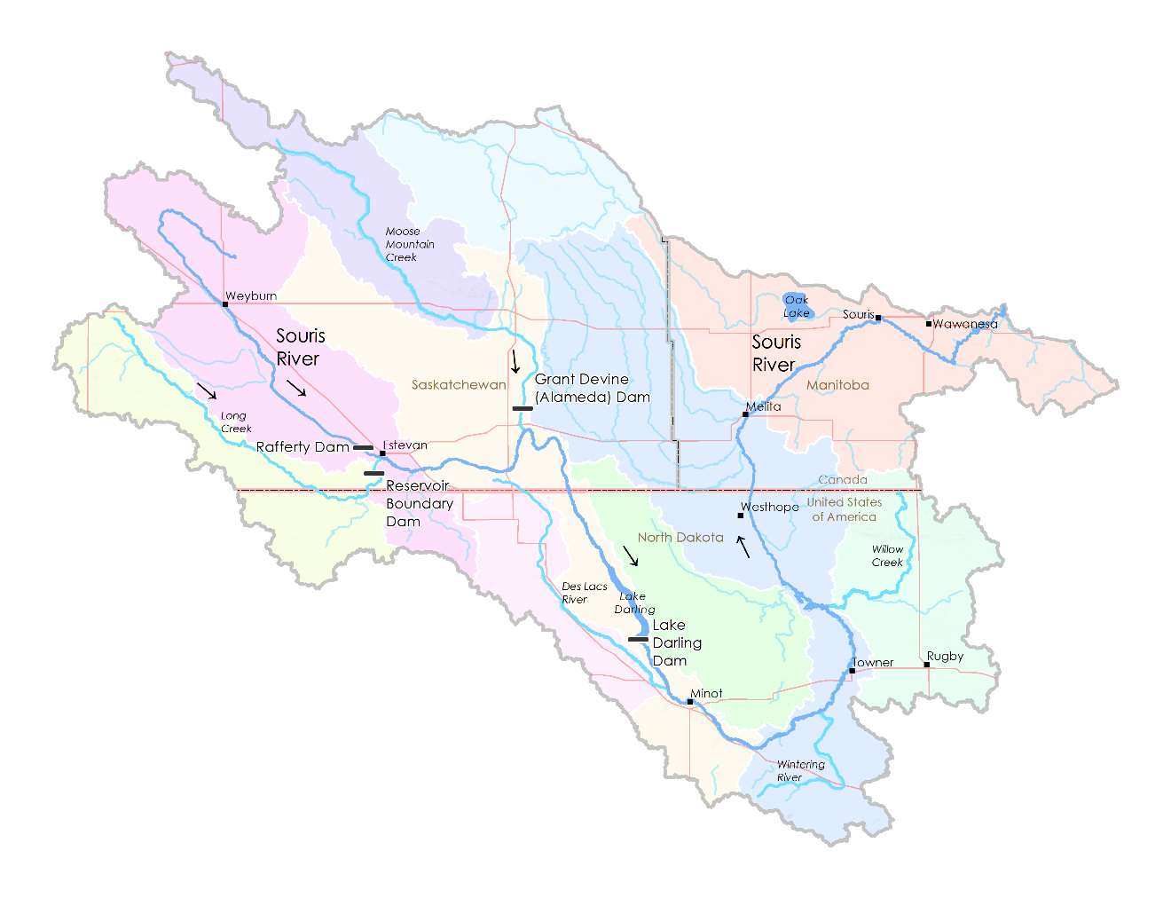souris river basin map