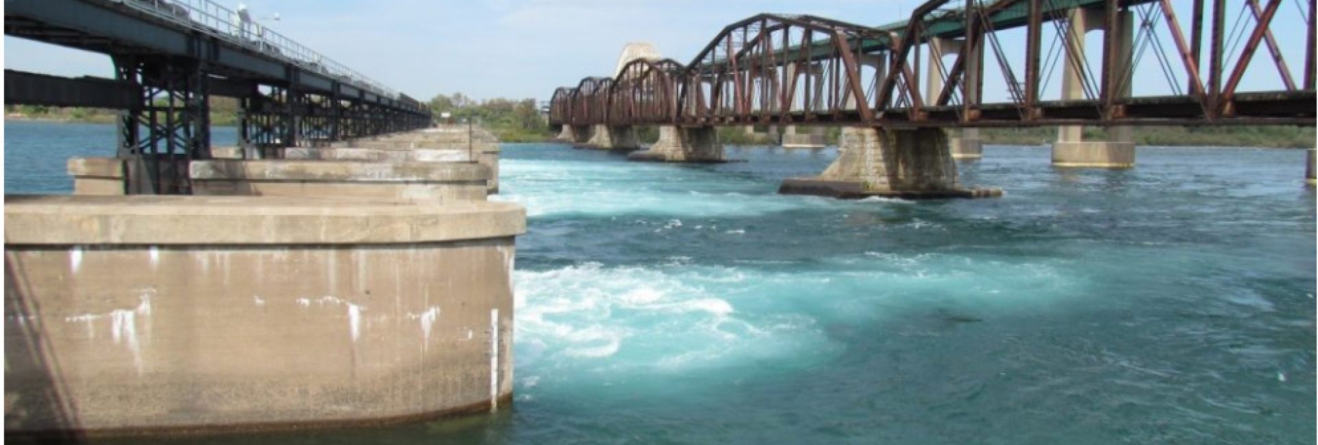 View of St. Marys Rapids and bridge