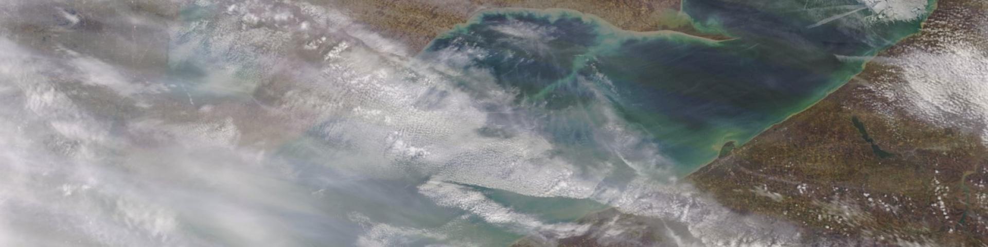 Lake Erie Ice Cover April 17, 2019 (NOAA CoastWatch MODIS Imagery)