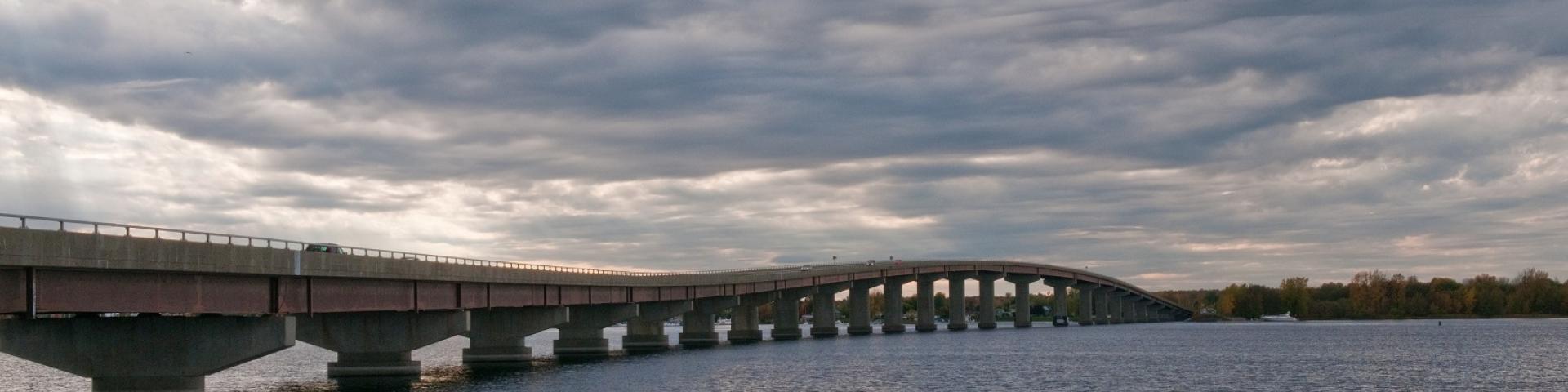 Image of bridge over Lake Champlain near Rouses Point, New York