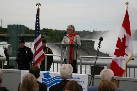 Picture of former U.S. Chair Irene Brooks at the Centennial Celebration of the IJC