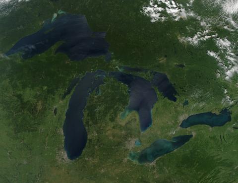Aerial image of the Great Lakes taken from Space