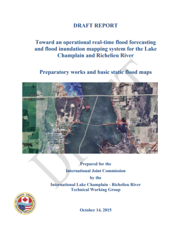 Cover of the draft report forecasting flooding in Lake Champlain-Richelieu River