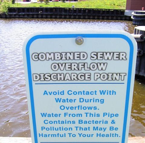 combined sewer overlflow cso discharge point sign